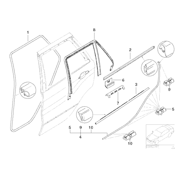 Klamra listwy drzwi brązowa BMW E53 X5 3,0d 3,0i 4,4i 4,6is 4,8is - 51337052945