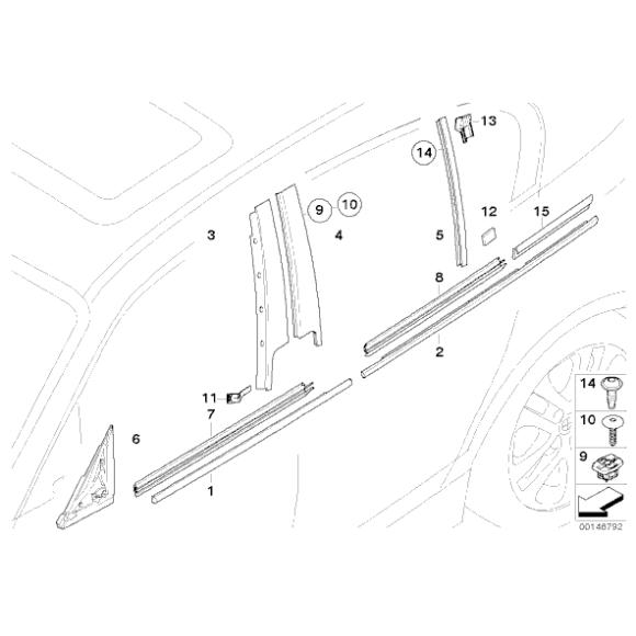 Uszczelka zgarniająca zewn. drzwi przód prawa BMW E87 E87N 116 118 120 130 - 51337066602