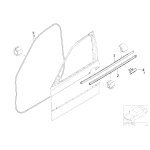 Listwa szyby wewnętrzna lewa BMW E46 316 318 320 323 325 328 - 51338194701