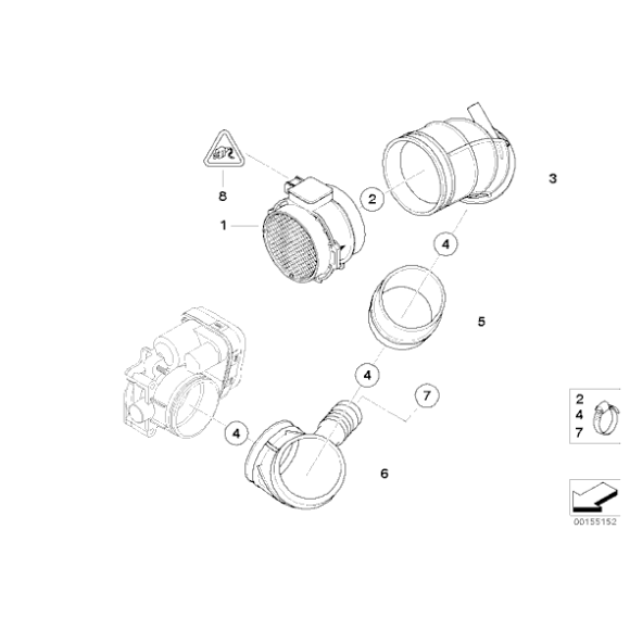 Guma przepływomierza BMW E46 330i 330xi M54 - 13541438761