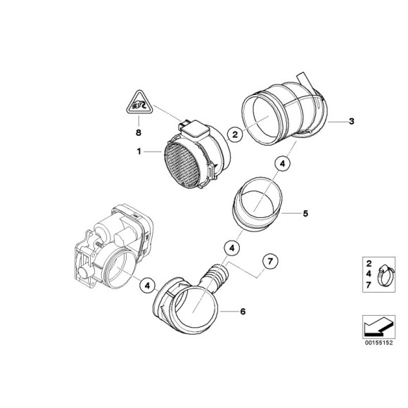 Guma przepływomierza BMW E46 320i 323i 325i 328i M52 M54 - 13541705209