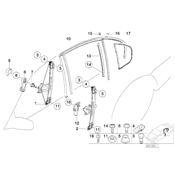 Podnośnik szyby tył BMW E46 sedan touring 316 318 320 323 325 328 330 - 51358212100