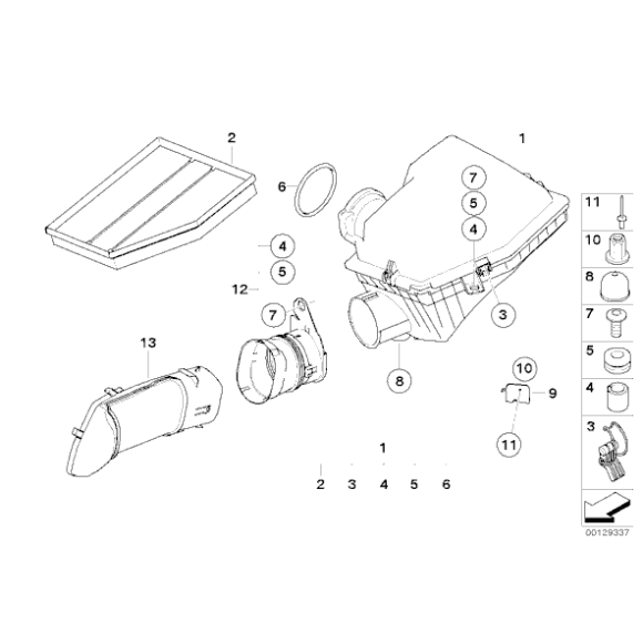 Filtr powietrza E60 540i 545i 550i E63 645i- Oryginał BMW - 13717521023