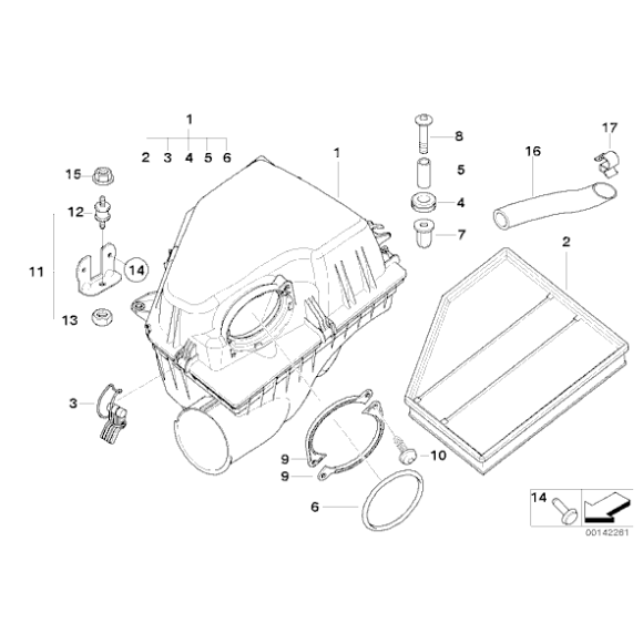 Filtr powietrza BMW E60 E61 E63 E64 520d 535d - 13717793647