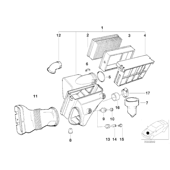 Filtr powietrza BMW E36 E46 E39 320 323 325 328 330 520 523 525 528 530 M50 M52 M54 - 13721730449