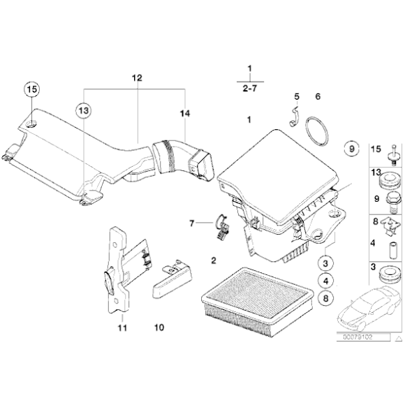 Filtr powietrza BMW E46 320i 325i 330i M54 - 13721744869