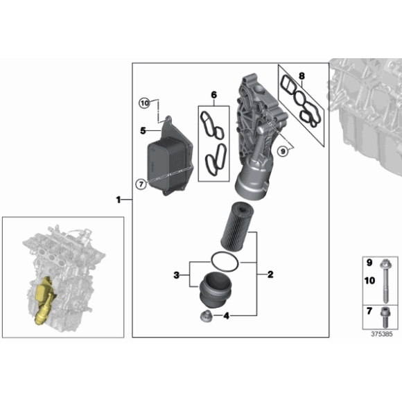 Filtr oleju BMW F45 F46 F48 X1 MINI F55 F56 F57 214 216 220 225 Cooper - 11428570590