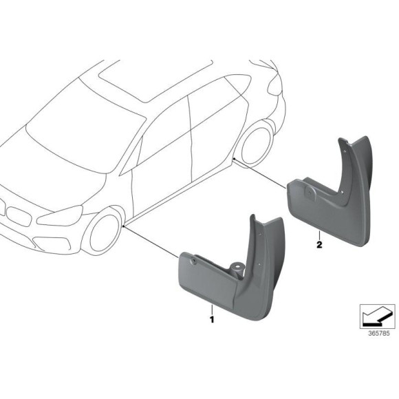 Fartuchy przeciw błotne chlapacze tył BMW F45 F46 214 216 218 220 225 - 82162407465