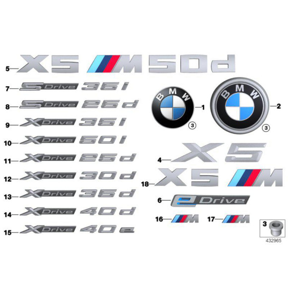 Emblemat znaczek logo maski przód BMW F15 F16 F48 F85 F86 F91 F92 G14 G15 X1 X5 X6 - 51147376339