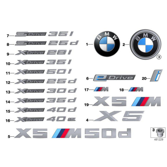 Emblemat znaczek logo maski przód BMW F15 F16 F48 F85 F86 F91 F92 G14 G15 X1 X5 X6 - 51147376339