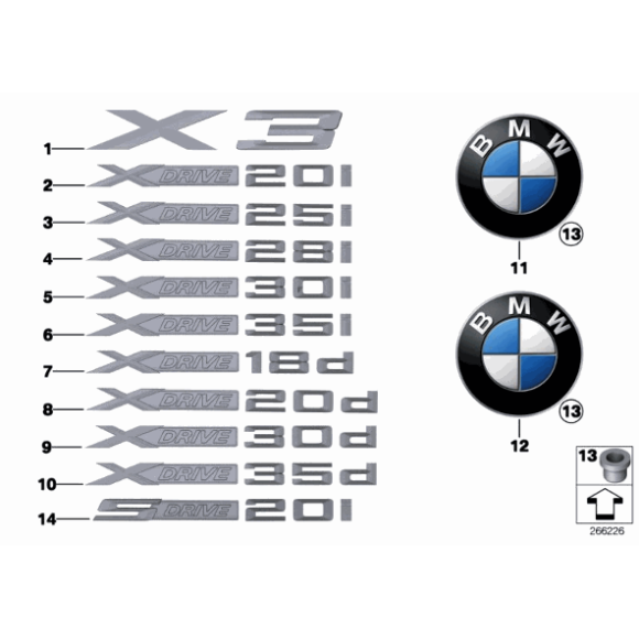 Emblemat klapy tył BMW X3 F25 18 20 28 35 30 - 51147364375