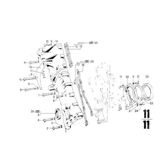 Uszczelka skrzyni korbowej BMW E12 E23 E24 E26 E28 E3 E32 E34 E9 530 535 730 735 M30 - 11141250073