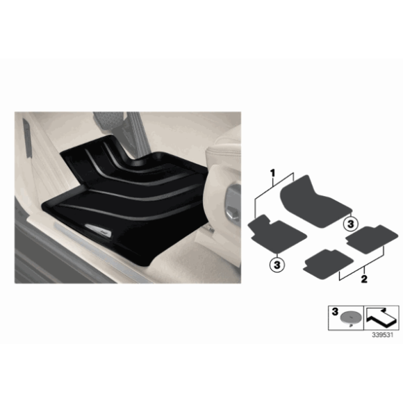 Dywaniki podłogowe przód Allwetter BMW F25 F26 X3 X4 18d 18i 20dX 20iX 28iX 28dX 35dX 35iX 30dX M40iX - 51472286001