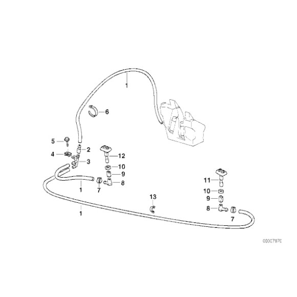 Dysza spryskiwacza lewa BMW E38 725tds 728i 730i 730d 735i 740i 740d 750i - 61678370559