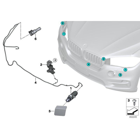Dysza spryskiwacza kamery Night Vision przód BMW F15 F16 X5 X6 F85 F86 M - 61677327511
