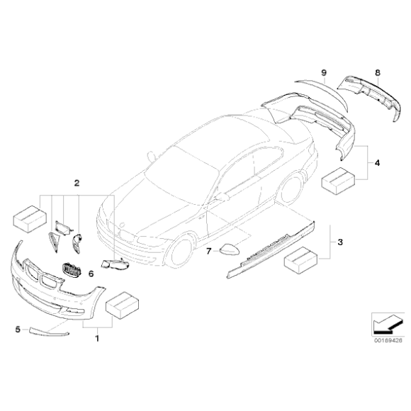 Dyfuzor BMW Performance z carbonu do pakietu aerodynamicznego typu M BMW E82 E88 - 51120414220