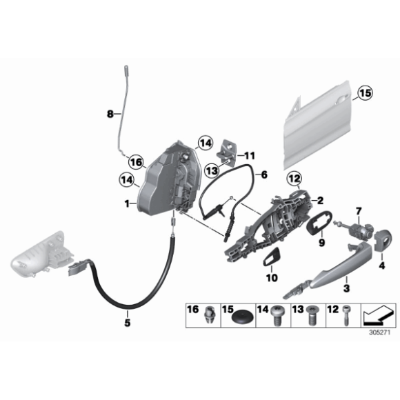 51217291410 Drążek uruchamiania w drzwiach rygiel przód prawy BMW F34 F34N 316 318 320 325 330 335 340 - 51217291410 - Części oryginalne BMW Łódź | Sklep internetowy BMW