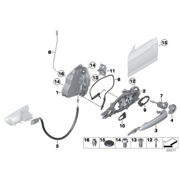 51217291410 Drążek uruchamiania w drzwiach rygiel przód prawy BMW F34 F34N 316 318 320 325 330 335 340 - 51217291410 - Części oryginalne BMW Łódź | Sklep internetowy BMW