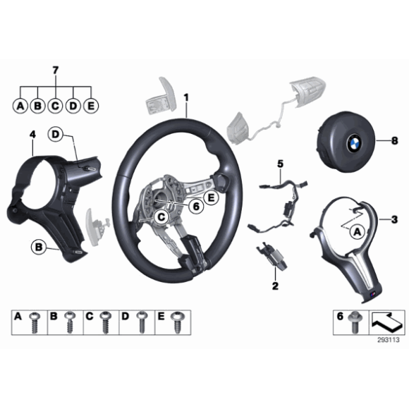 Dekoracyjna osłona kierownicy BMW F06 F10 F12 F13 F80 F82 F83 F87 M2 M4 M3 M6 M5 - 32307846029