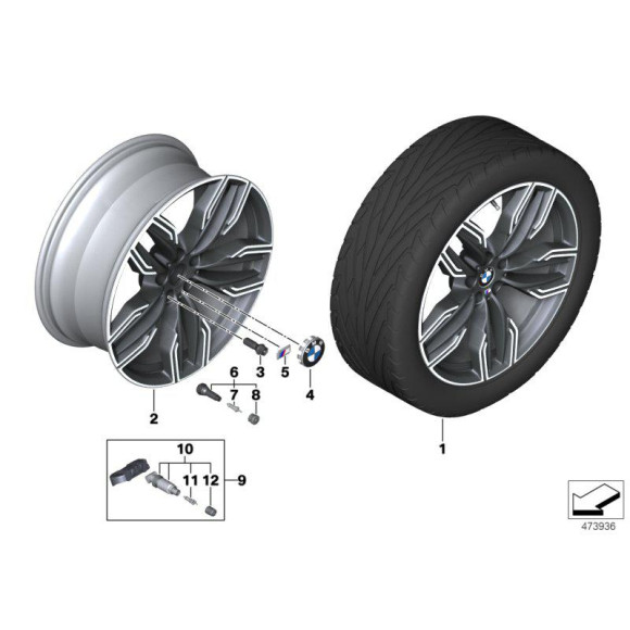 Dekielek felgi z chromowaną krawędzią BMW K02 K03 K08 K09 K54 K61 K67 K73 K82 F39 F40 F45N F46 F48 F90 F91 F97 F98 G01 - 3613685