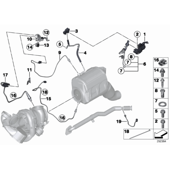 Czujnik temperatury spalin BMW E70N E71 F01N F10 F15 F16 X5 X6 M550dX 750dX - 13628508071