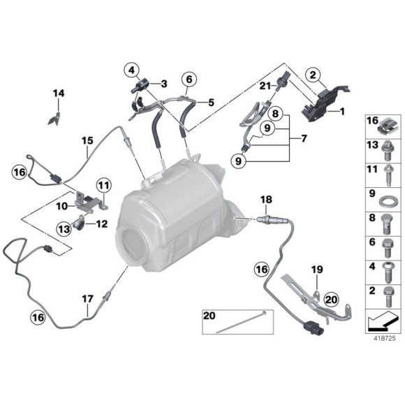 Czujnik temperatury spalin BMW E70N E71 F01N F10 F15 F16 X5 X6 M550dX 750dX - 13628508071