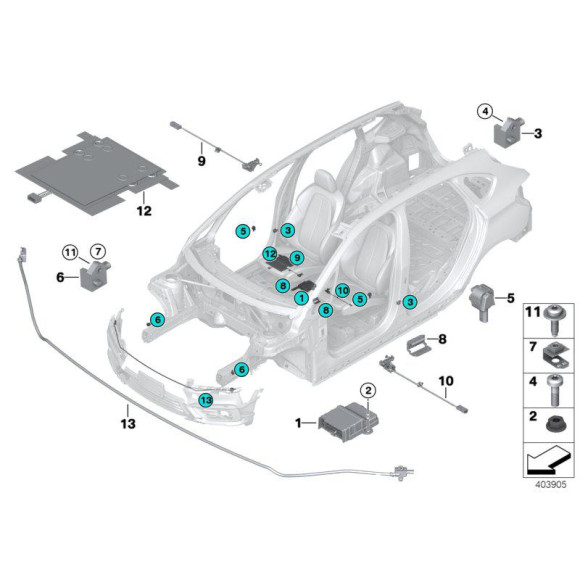 Czujnik przyspieszenia BMW F39 F45 F48 MINI F54 F55 F56 F57 F60 - 65779196047