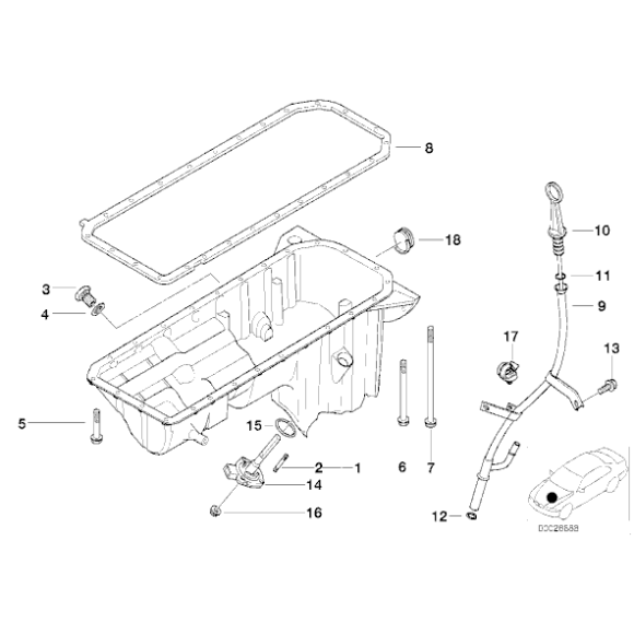 Czujnik poziomu oleju BMW E39 E38 728 523 520 528 prod. do 09.98r - 12617508002
