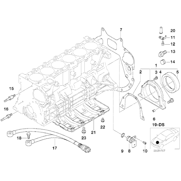 Czujnik impulsów wału korbowego BMW E46 E60 E65 X5 X3 M54 - 12141709616