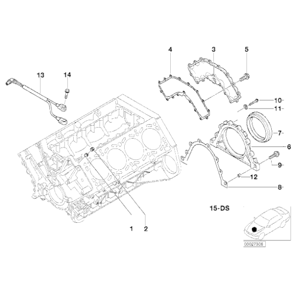 KPL. Pokryw zimering wału BMW E31 E34 E38 E39 E53 X5 V8 -11141436109