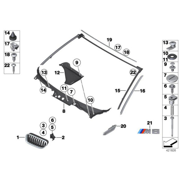 Czarna atrapa chłodnicy BMW M Performance F06 F12 F13 - 51712297592