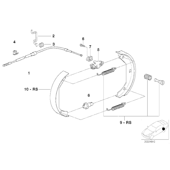 Linka hamulca ręcznego prawa BMW E39 520d 520i 523i 525d 525i 528i 530i 530d 535i 540i M5 - 34401166237