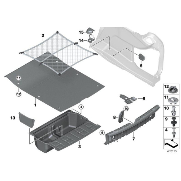 Blokada podłogi bagażnika obudowy BMW F30 F30N F32 F32N F80 F82 - 51477292662