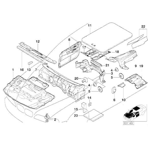 Izolacja dźwiękowa pokrywy silnika BMW E39 520 523 525 528 530 540 M5 - 51488159483