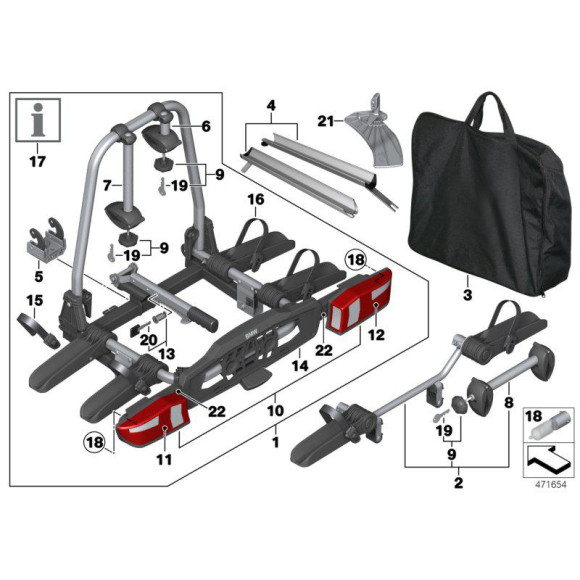 Bagażnik na rowery Pro 2.0 BMW E53 E60 E65 E70 E71 E81 E84 E90 F01 F10 F11 F16 F20 F30 F25 F26 F45 F48 - 82722287886