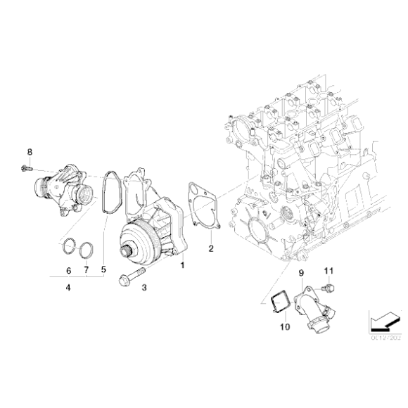 AT-Pompa wody M47N M57N M57N2 - Oryginał BMW - 11517806349