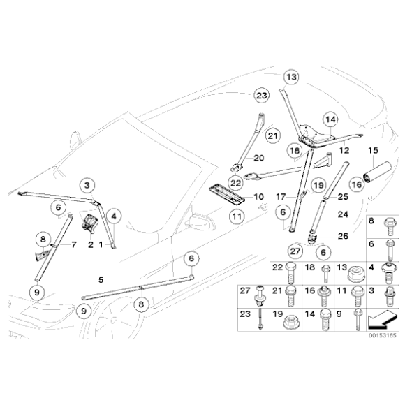 51617010593 Wspornik usztywnienie nadwozia przód BMW E60 E61 E63 E64 630 635 645 650 M6 520 525 528 530 535 540 545 550 M5 - 51617010593 - Części oryginalne BMW Łódź | Sklep internetowy BMW