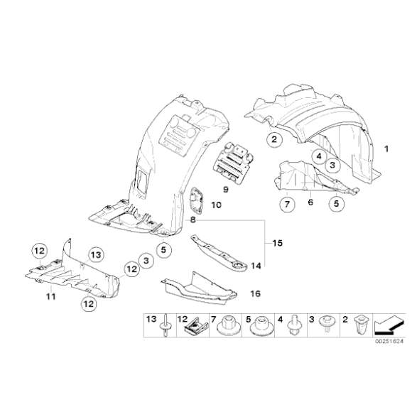 Uszczelka nadkola przednia prawa BMW E90 E91 E92 E93 - 51627136526