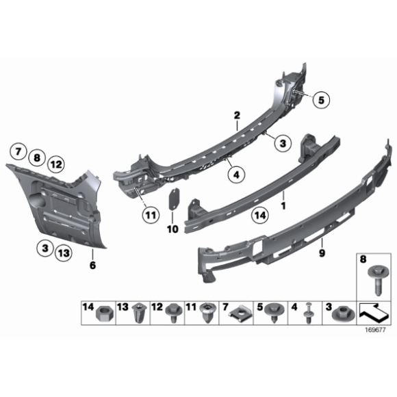 Adapter mocowanie wspornik zderzaka tył BMW F01N F02N 730 740 750 760, dla aut bez pakietu M - 51127301226
