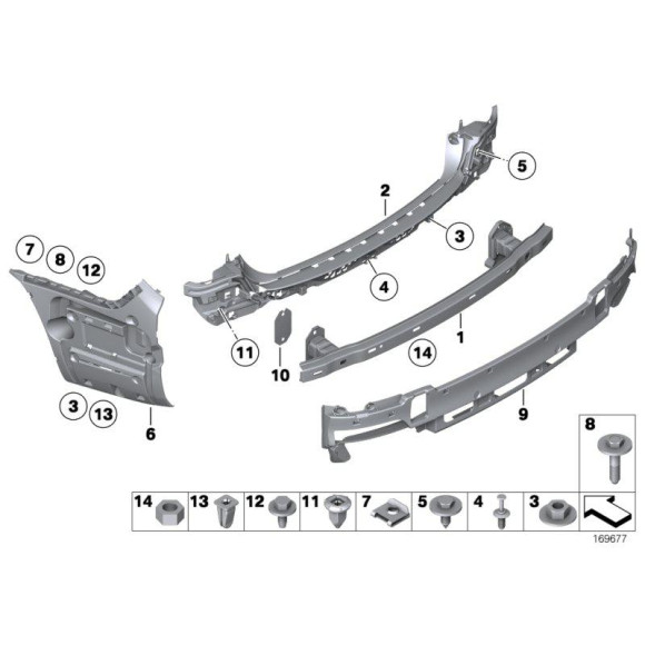 Adapter mocowanie wspornik zderzaka tył BMW F01N F02N 730 740 750 760, dla aut bez pakietu M - 51127301226