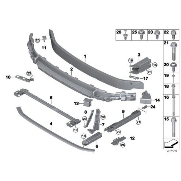 Adapter belka dolna lewa BMW F39 F40 F48 MINI F54 F56 F60 - 51117368478