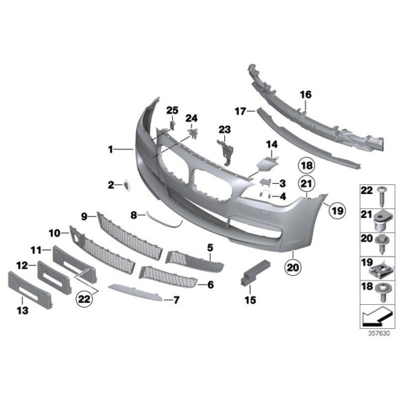 Absorber uderzenia zderzaka przód górny BMW F01N F02N 730 740 750 760 - 51118055372