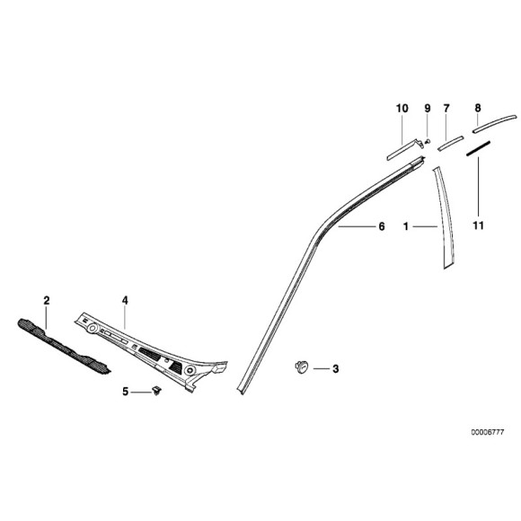 51711960843 Osłona podszybia lewa BMW E36 316i 318i 318tds 320i 323i 325i 325td 325tds 328i M3 - 51711960843 - Części oryginalne BMW Łódź | Sklep internetowy BMW