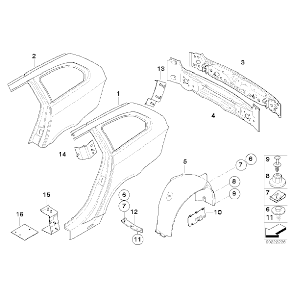 Uszczelka nadkola tył prawa BMW E60 E61 520 523 525 530 528 535 540 550 - 51717041626