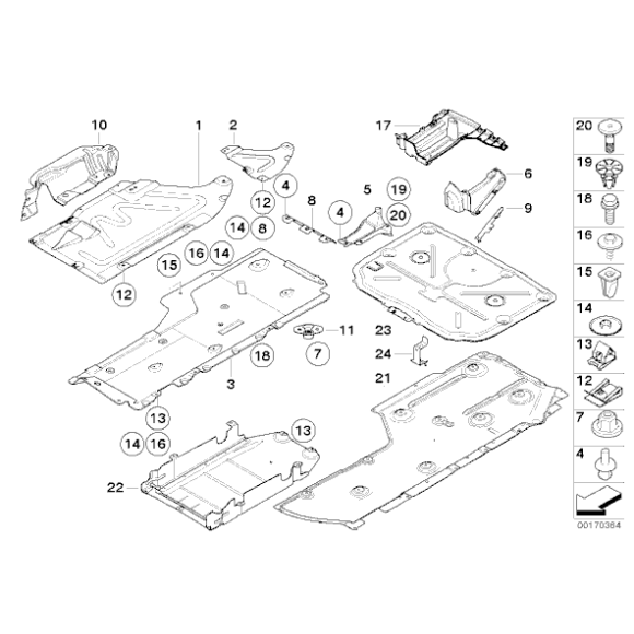 Osłona podwozia prawa BMW E90 E91 E90N E91N 316 318 320 323 325 328 330 335 - 51717116912