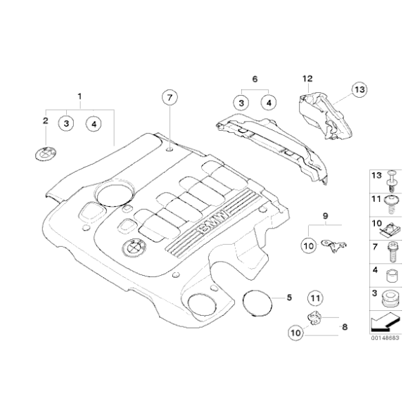 Końcówka gumowa BMW E38 E39 E46 E53 E60 E61 E63 E64 E65 E66 E70 E71 E83 E90 E91 E92 E93 - 11142247316