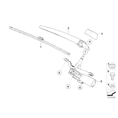 Ramię wycieraczki szyby tylnej BMW E70 E70N X5 3,0d 3,0si M 4,8i 3,5d 50iX 35dX 40dX 30dX - 61627206357