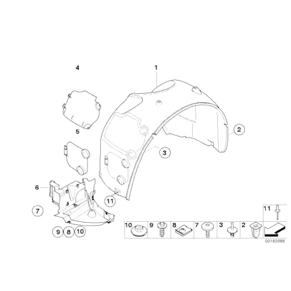 Osłona nadkola przód dolna prawa BMW E85 E86 Z4 2,0i 2,2i 2,5i 2,5si 3,0i 3,0si - 51717168996
