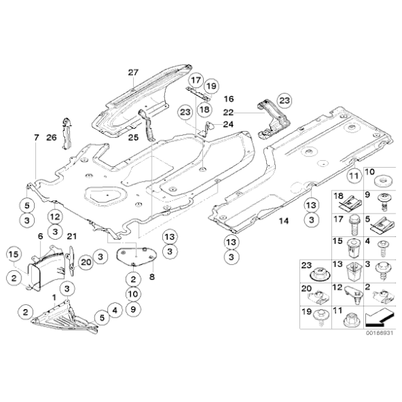 Osłona dolna przód prawa BMW E63 E64 630i 645Ci 650i 635d - 51717203952