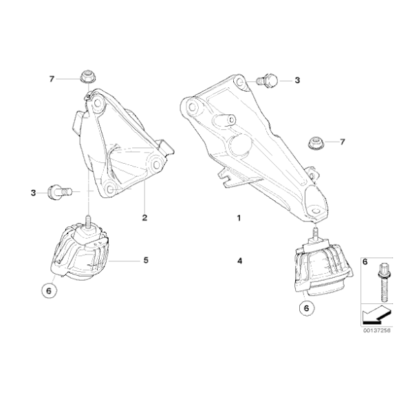 Poduszka silnika lewa BMW E81 E87 E84 X1 E90 E91 E92 E93 116i 118i 120i 316i 318i 320i N45 N46 N43 - 22116768853